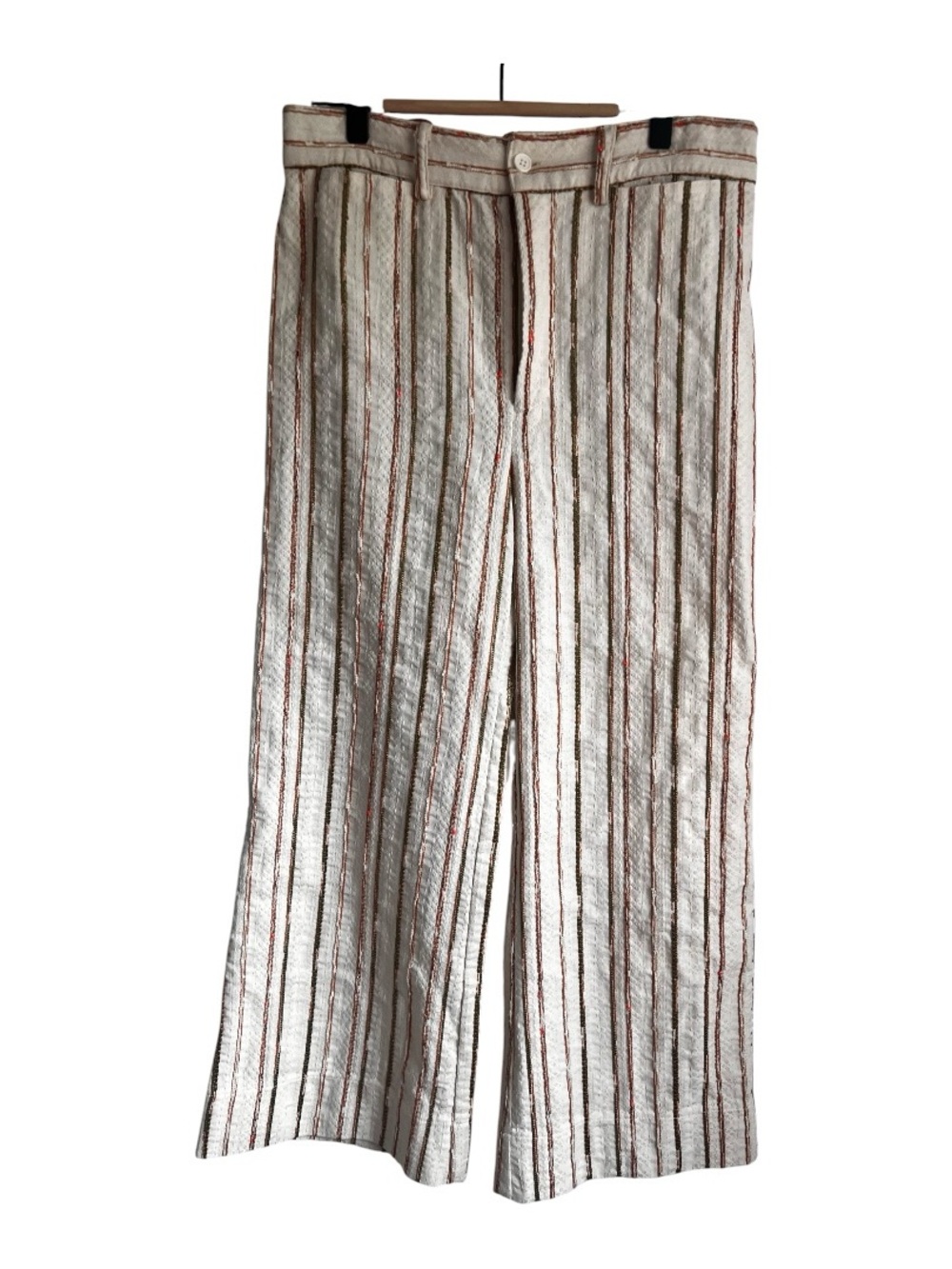 Johnny Was Textured Stripe Cropped Wide Leg Pants